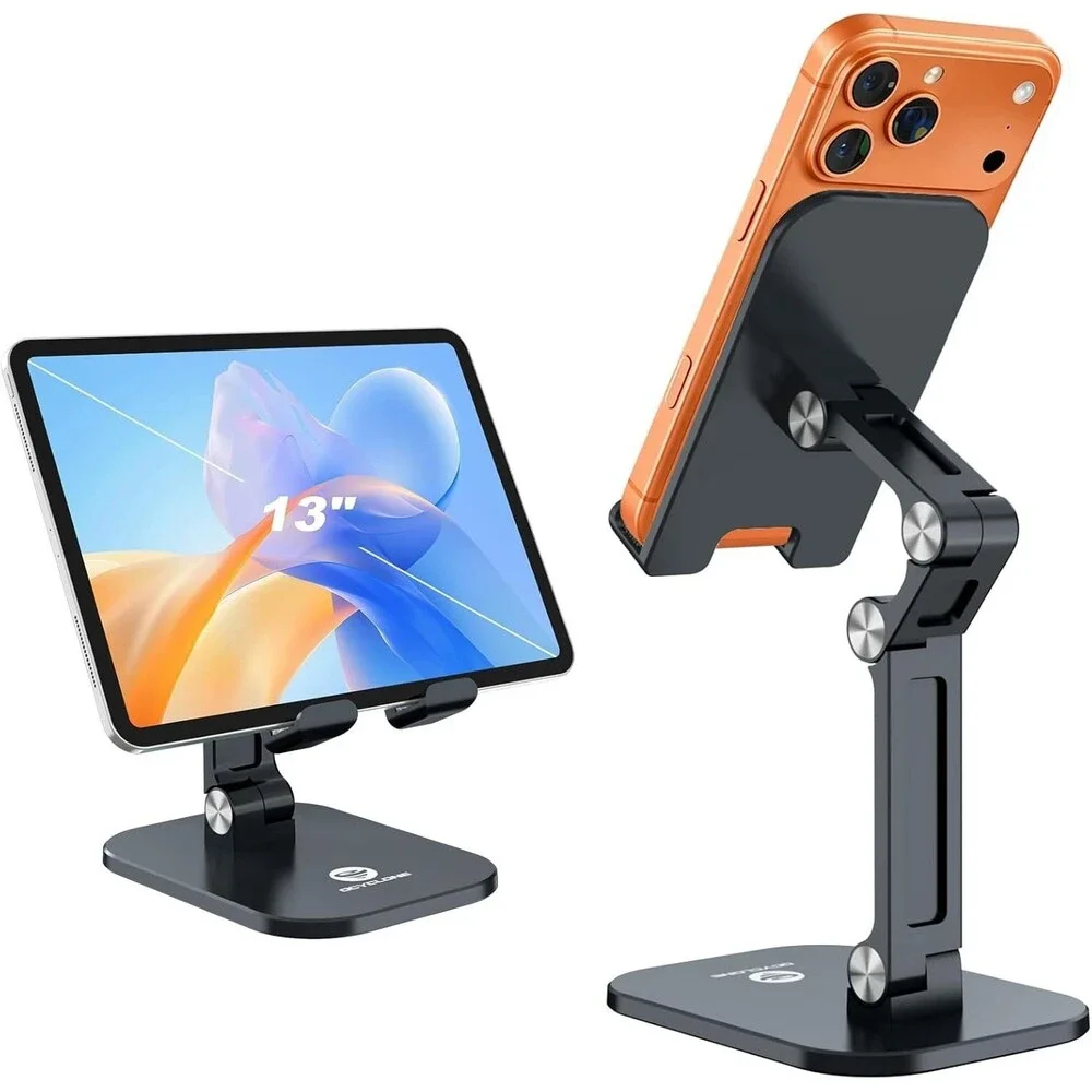 OCYCLONE Phone & Tablet Stand Adjustable Height Angle Foldable Cell Matte Black